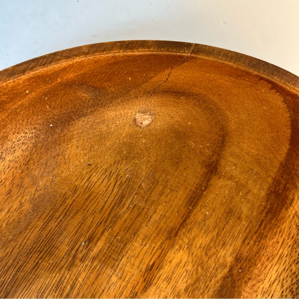 Vintage Mid Century MCM 11 pc Hand Carved Wooden Monkey Pod Leaf Bowl with Fruit - Picture 6 of 13